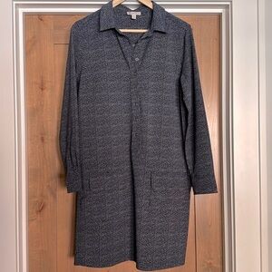 Lila Rose Pop Over Shirt Dress Womens S stretch Patch Pockets Preppy Academia